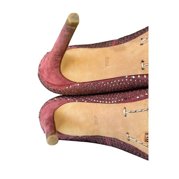 Tory Burch Phoenix Charm Logo Pumps Size 6.5 Pave Crystal Conceria Cameo Shoes - Picture 10 of 14